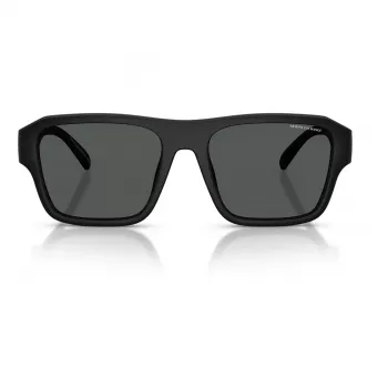 Armani Exchange AX4154SU83737 Vīriešu taisnstūra saulesbrilles - Melns propionāta rāmis, Pelēkas polikarbonāta lēcas, UV400 aizsardzība