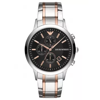 Armani Man AR11165 vīriešu kvarca hronogrāfa pulkstenis, 43 mm nerūsējošais tērauds, melns ciparnīca