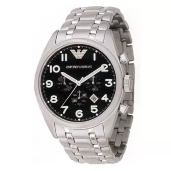 Armani vīriešu AR0508 hronogrāfa pulkstenis 40mm nerūsējošais tērauds Black ciparnīca