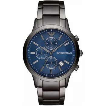 Armani vīriešu AR11215 hronogrāfa nerūsējošā tērauda pulkstenis 43mm melna ciparnīca