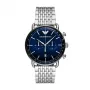 ARMANI Vīriešu AR11238 Nerūsējošā tērauda hronogrāfa pulkstenis ar zilu ciparnīcu, 43mm