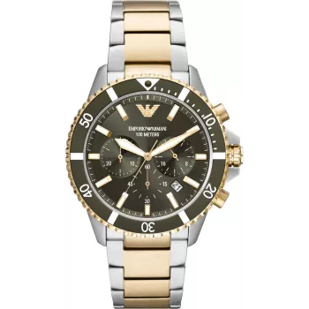 Armani vīriešu pulkstenis AR11361 42mm Nerūsējošā tērauda sieta melns ciparnīca hronogrāfs