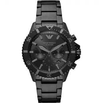 ARMANI Vīriešu AR11363 Hronogrāfa Nerūsējošā tērauda pulkstenis 43mm Melns ciparnīca