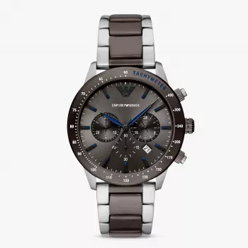 Armani vīriešu Luigi hronogrāfa pulkstenis ar melnu ciparnīcu un ādas siksnu AR11391 (43 mm)