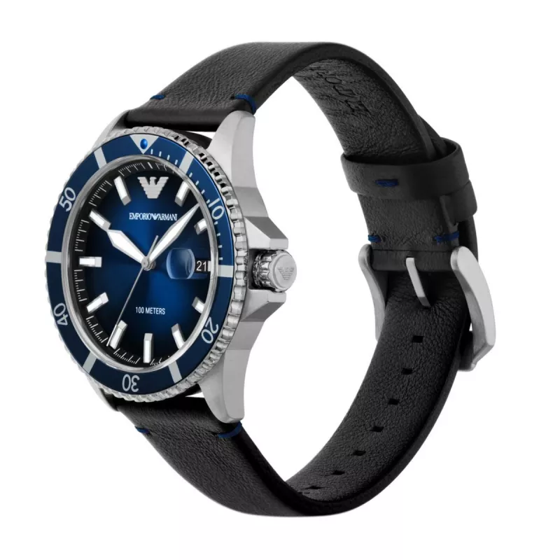 Armani vīriešu pulkstenis AR11516 42mm nerūsējošais tērauds kvarca hronogrāfs zils ciparnīca
