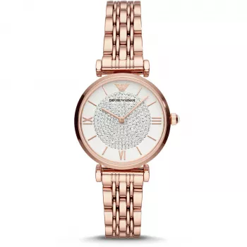 ARMANI Sieviešu AR11244 Gianni T-Bar kvarca analogais pulkstenis 32mm rozā zelta toņa nerūsējošais tērauds