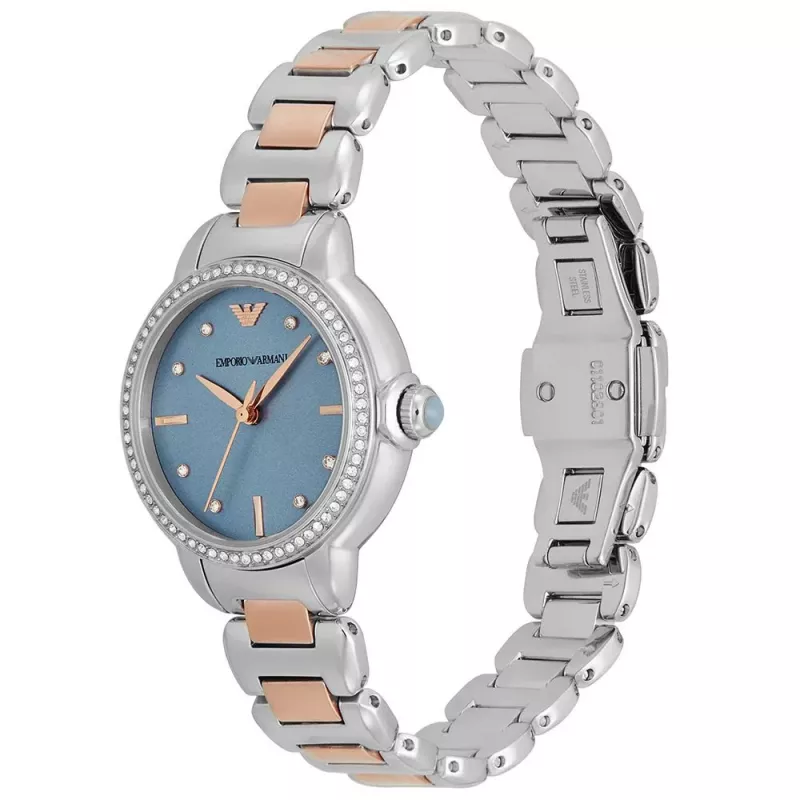 ARMANI Sieviešu pulkstenis AR11597 32mm Nerūsējošais tērauds Sudraba ciparnīca Tīkla siksniņa
