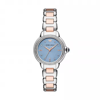 ARMANI Sieviešu pulkstenis AR11597 32mm Nerūsējošais tērauds Sudraba ciparnīca Tīkla siksniņa