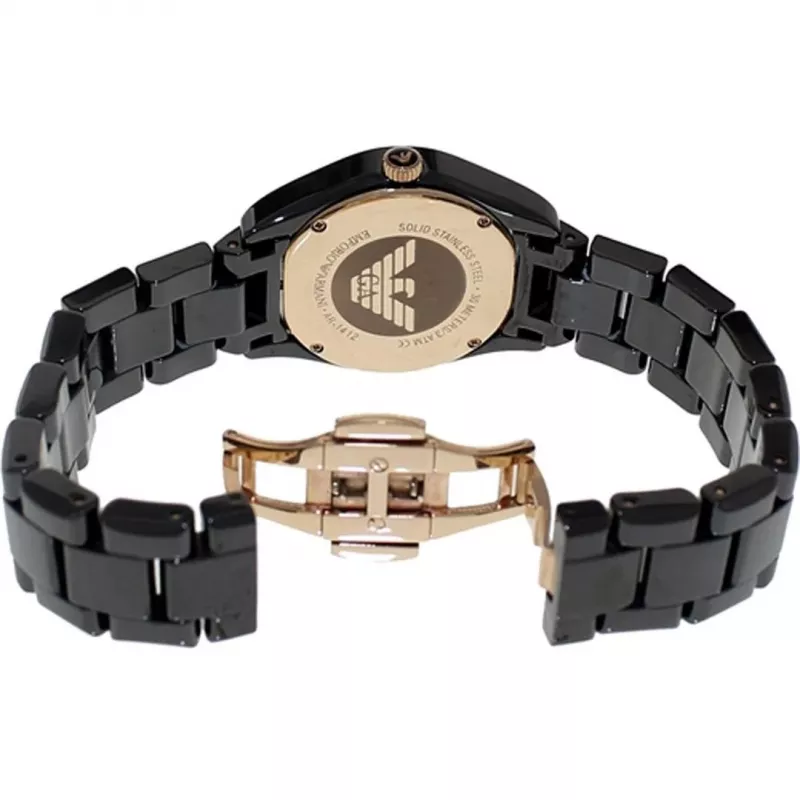 ARMANI Sieviešu AR1412 Kvarca Hronogrāfa Pulkstenis 35mm Melna Keramika