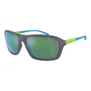ARNETTE AN4329-28538N Unisex saulesbrilles, taisnstūra formas, matēts melns rāmis, tumši pelēkas lēcas, 63/17/130 mm