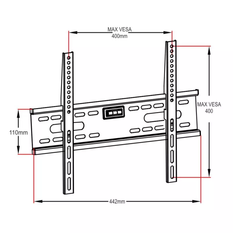 ART AR-33 Fiksētais sienas stiprinājums 26-60 collu LCD/LED televizoriem, 45 kg, VESA 400x400, plāns 24 mm profils, melns