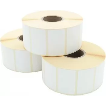 ARTDEV Termopārsūtīšanas etiķešu ruļlis 50 x 25mm, 94mm OD, 40mm serde, 1500 etiķetes/ruļlis, balts papīrs, pastāvīga līme