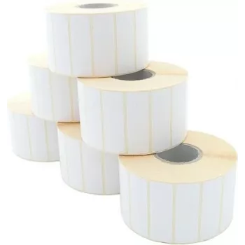 ARTDEV Termopārsūtīšanas etiķešu ruļļi 60x20mm, 110mm ruļļa diametrs, 40mm serde, 2600 etiķetes/rullī, balts, papīrs, pastāvīga līme