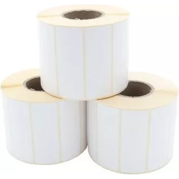 ARTDEV Termopārsūtīšanas etiķešu ruļļi 70 x 25 mm, 93 mm ārējais diametrs, 40 mm serde, 1500 etiķetes ruļlī, balts papīrs, pastāvīga līme, matēta apdare