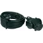 AS Schwabe 60456 10m H07RN-F 3G1.5mm² 3 virzienu gumijas pagarinātājs ar Schuko kontaktdakšu un savienotāju, IP44, melns
