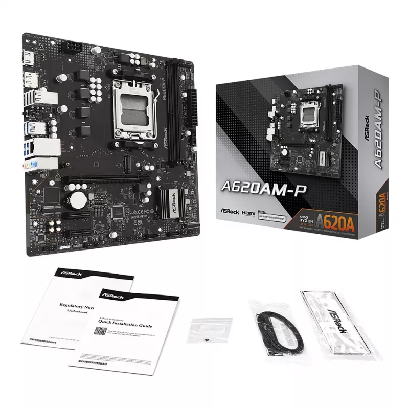 ASRock A620AM-P AMD A620 AM5 Micro ATX mātesplate (DDR5, HDMI, DisplayPort, M.2)
