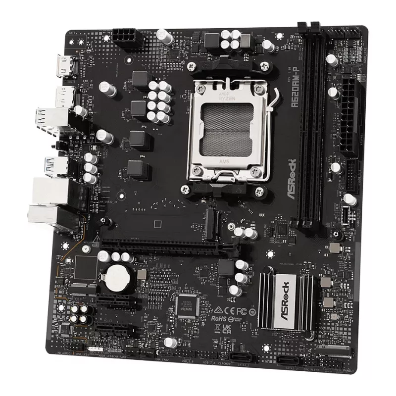 ASRock A620AM-P AMD A620 AM5 Micro ATX mātesplate (DDR5, HDMI, DisplayPort, M.2)