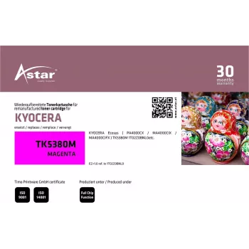 ASTAR AS20406 Kyocera TK-5380M fuksijas krāsas tonera kārtridžs, atjaunots, augsta ienesīguma, 10 000 lappušu