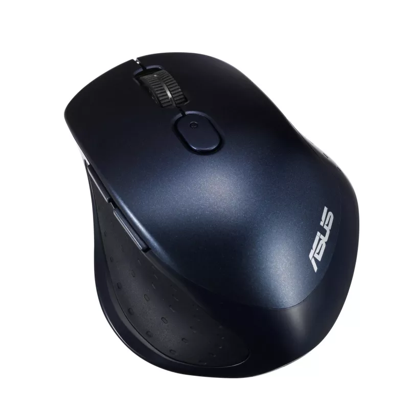 ASUS MW203 Bezvadu optiskā pele - Zila - 2.4GHz RF / Bluetooth 5.0 / Bluetooth 3.0 - 6 pogas - 800/1000/1600 DPI - Klusais klikšķis - Vairākas ierīces - AA baterija - Līdz 12 mēnešu akumulatora darbības laiks