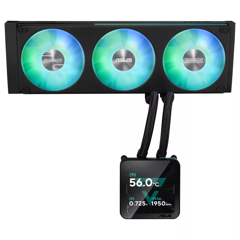 ASUS Prime SLC II 360 ARGB LCD AIO Šķidruma CPU Dzesētājs, 360 mm Radiators, 3 x 120 mm ARGB Ventilatori, LGA 1851/1700/1200/115x/AM5/AM4