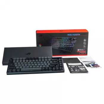 ASUS ROG Azoth 75% Hotswap mehāniskā tastatūra, Tri-Mode RGB, OLED displejs, PBT taustiņu vāciņi, NX slēdži, Melna