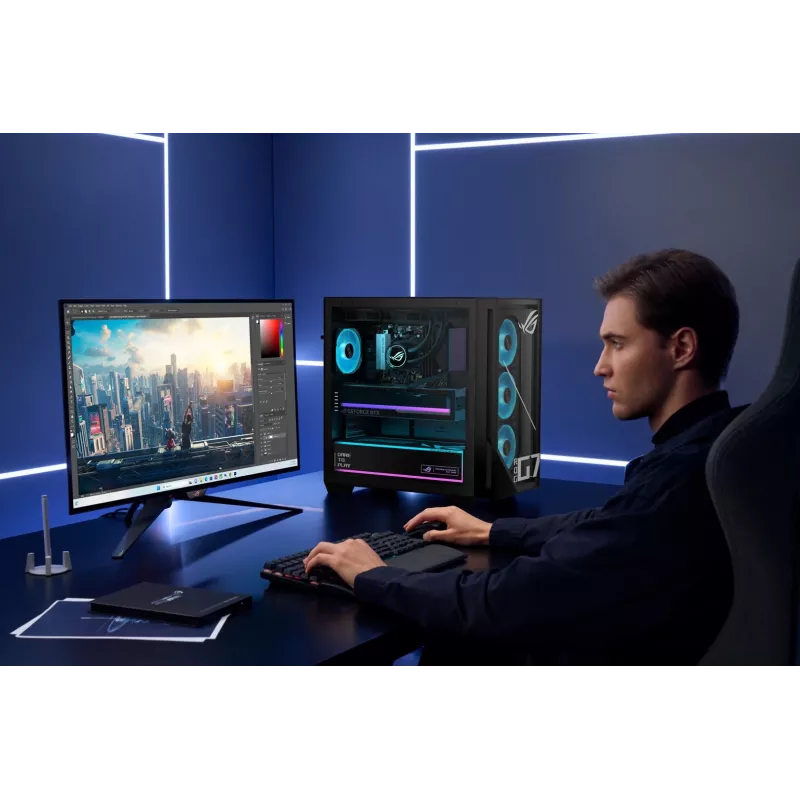 ASUS ROG G700 GM700TZ-R9800X283W Spēļu torņa dators - AMD Ryzen 7 9800X3D, 32GB DDR5, 2TB SSD, Radeon RX 9070 XT, Windows 11 Home, Melns