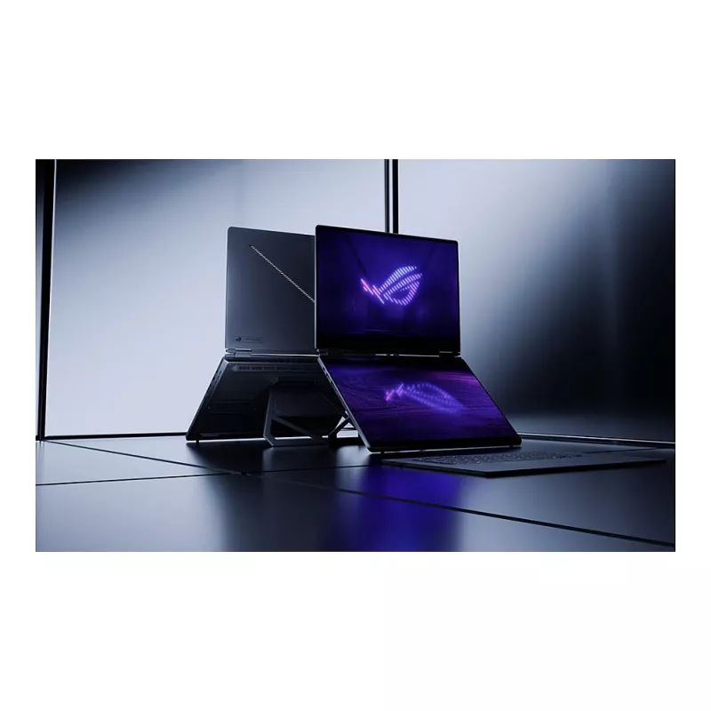 ASUS ROG Zephyrus Duo GX651AX-SR004W spēļu klēpjdators, 16 collu 3K OLED skārienjūtīgs 120Hz, Intel Core Ultra 9 386H, 64GB LPDDR5x, 2TB SSD, GeForce RTX 5090 24GB, Windows 11 Home, vācu QWERTZ tastatūra