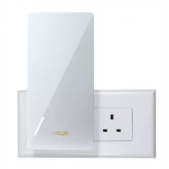 ASUS RP-BE58 divjoslu Wi-Fi 7 diapazona paplašinātājs, BE3456, 2.4GHz 574Mbps + 5GHz 2882Mbps, 1x Gigabit ports, AiMesh, WPA3, balts