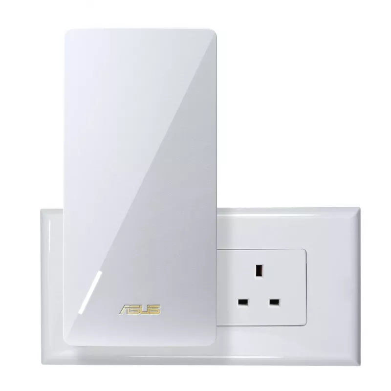 ASUS RP-BE58 divjoslu Wi-Fi 7 diapazona paplašinātājs, BE3456, 2.4GHz 574Mbps + 5GHz 2882Mbps, 1x Gigabit ports, AiMesh, WPA3, balts