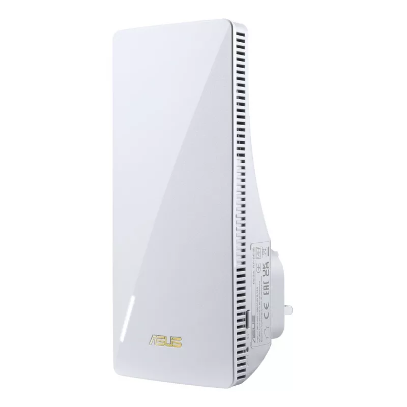 ASUS RP-BE58 divjoslu Wi-Fi 7 diapazona paplašinātājs, BE3456, 2.4GHz 574Mbps + 5GHz 2882Mbps, 1x Gigabit ports, AiMesh, WPA3, balts