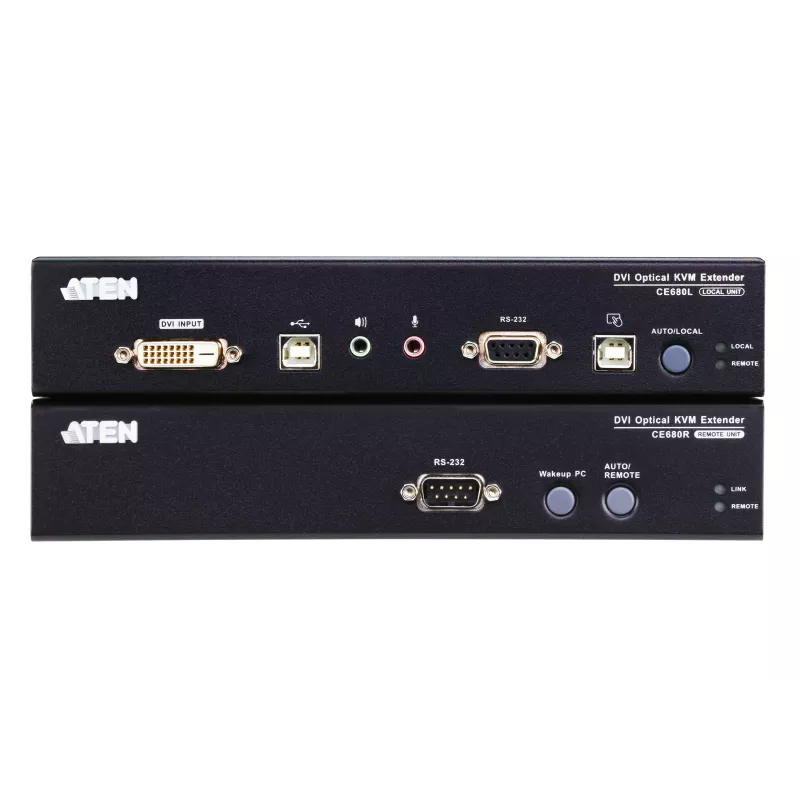 ATEN CE680 KVM audio USB seriālais pagarinātājs pa optisko šķiedru, DVI Dual Link, 600 m, 1310/1550 nm