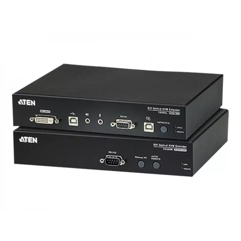 ATEN CE680 KVM audio USB seriālais pagarinātājs pa optisko šķiedru, DVI Dual Link, 600 m, 1310/1550 nm