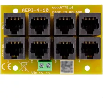 ATTE AEPI-4-10-OF 4-Kanālu pasīvais PoE adapteris, 10/100 Mbps