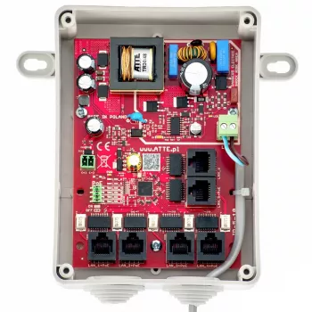 ATTE IPB-5-10A-S4 5 portu nepārvaldāms PoE+ slēdzis, 4 PoE porti, 60W budžets, 10/100 Mbps, darbvirsmas/sienas montāža, metāla korpuss