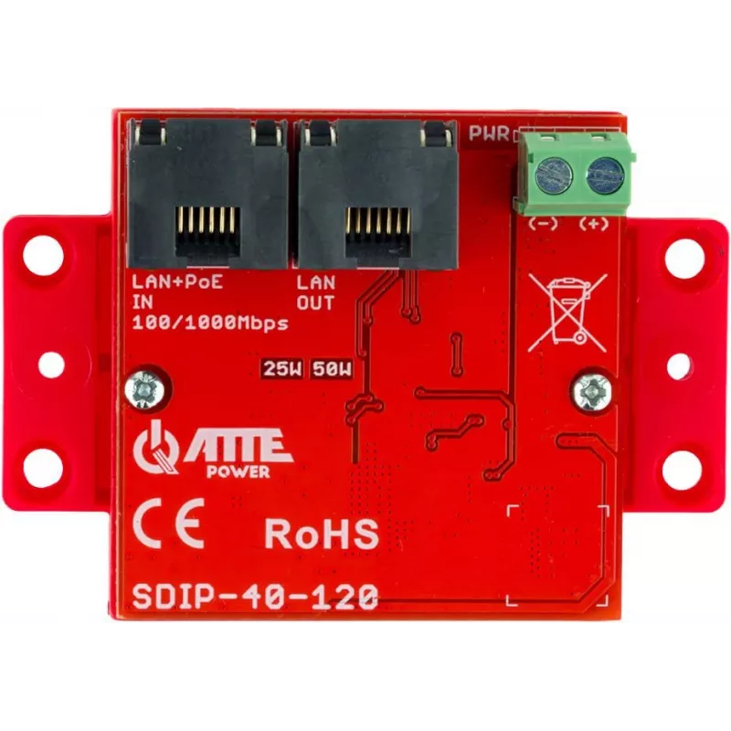 ATTE SDIP-40-120 PoE barošanas adapteris, 48W, 40V DC, 10/100 Mbps