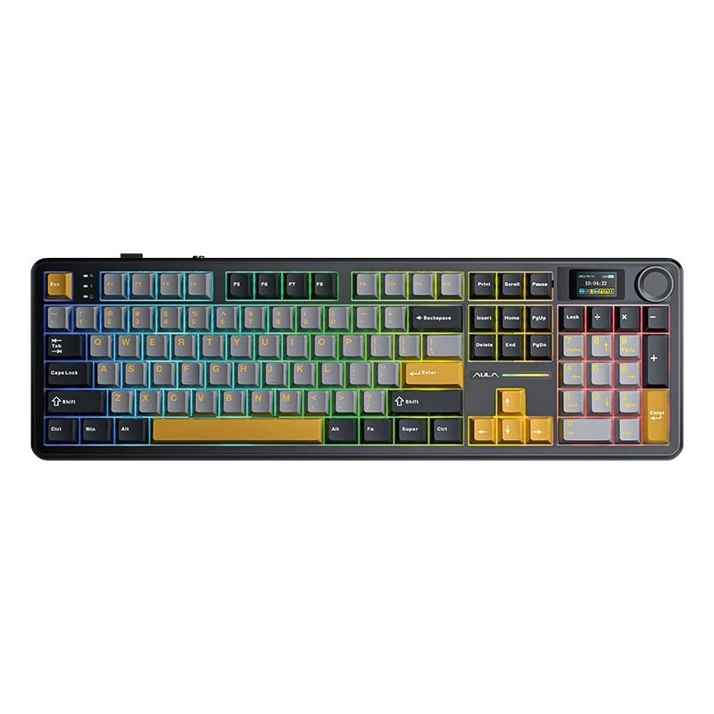 AULA F108 Pro Gray+Orange+Deep Gray Reaper Switch RGB Mechanical Keyboard