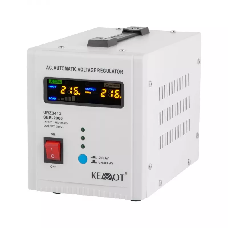 Automātiskais sprieguma stabilizators KEMOT SER-2000 2000VA 1400W ar servo motoru