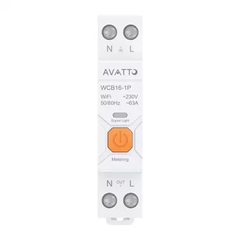 AVATTO WCB16 Smart WiFi slēdzis 1P 16A 230V DIN sliedei ar enerģijas uzraudzību