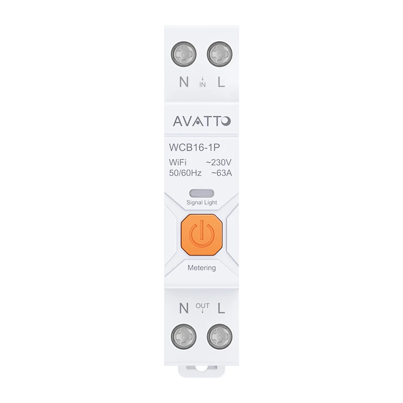 AVATTO WCB16 Smart WiFi slēdzis 1P 16A 230V DIN sliedei ar enerģijas uzraudzību