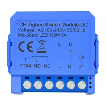 Avatto ZWSM16-DC-1 viedais ZigBee 3.0 1 kanāla slēdža modulis ar bezsprieguma sauso kontaktu