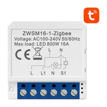 AVATTO ZWSM16-W1 Viedā slēdža modulis ZigBee 3.0 1-Gang 10A 2200W Tuya