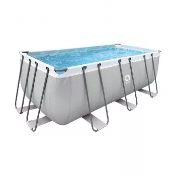 AVENLI Grey Rectangular Frame Pool 400x207x122 cm with Filter Pump, Ladder, Cover