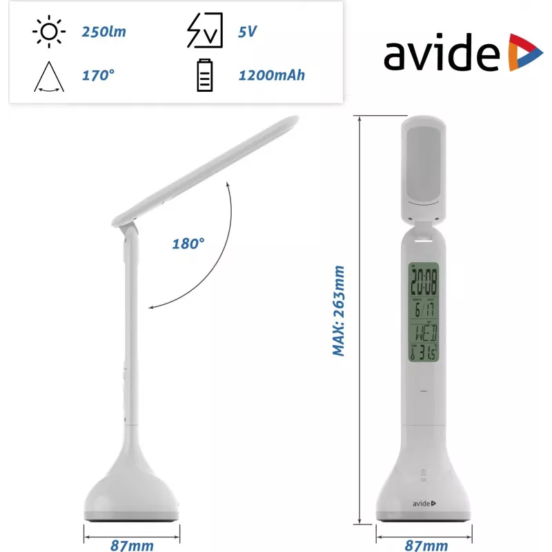 Avide LED Desk Lamp RGB Calendar White 4W 250lm