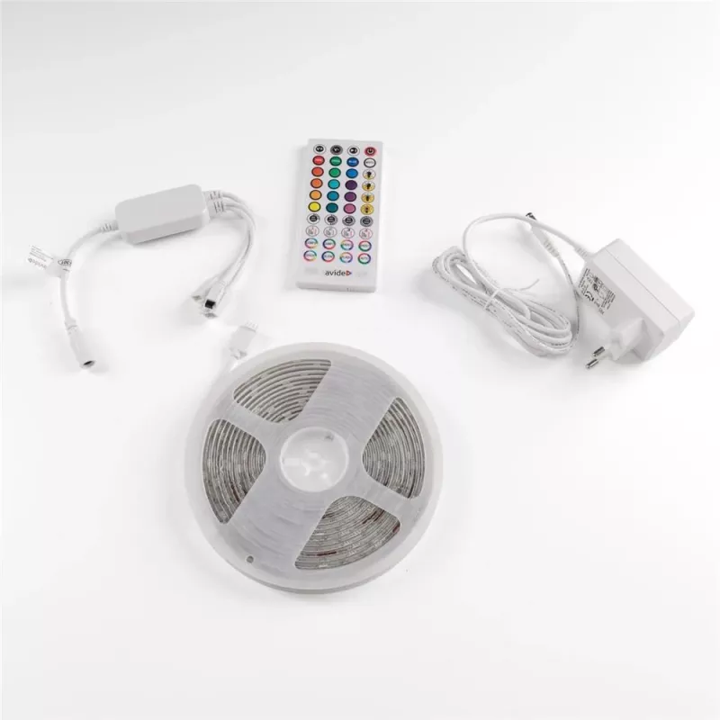 Avide LED Strip Blister 12V 16W RGB 5m ar IR tālvadības pulti
