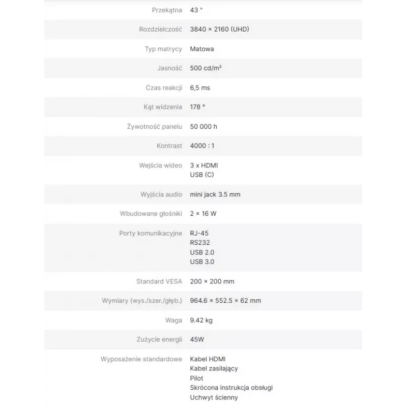 AVTEK DS2 43 4K UHD informācijas monitors