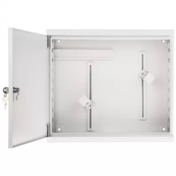 AWO-DVR-2 Tērauda sienas stiprinājuma korpuss DVR/NVR, 430 x 380 x 115 mm, pelēks (RAL 7035), atslēgas slēdzene, IP20