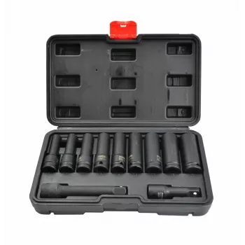 AWTOOLS 1/2 collu piedziņas dziļo triecienuzgriežņu atslēgu komplekts, 11 daļas, 8-21 mm, Black Line