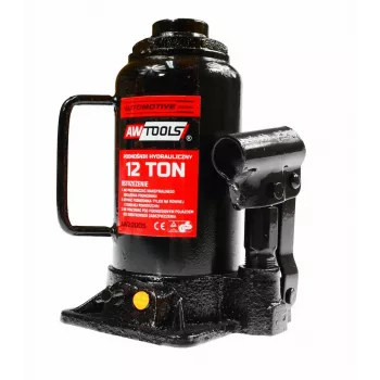 AWTOOLS 12 Ton Hidrauliskais pudeles domkrats, 217-405 mm pacelšanas diapazons, lieljaudas tērauds, sarkans/melns
