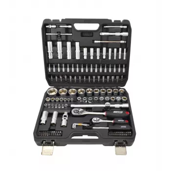 AWTOOLS 144-Daļu Uzgriežņu Atslēgu Komplekts 1/2 inch un 1/4 inch Piedziņa Black Line