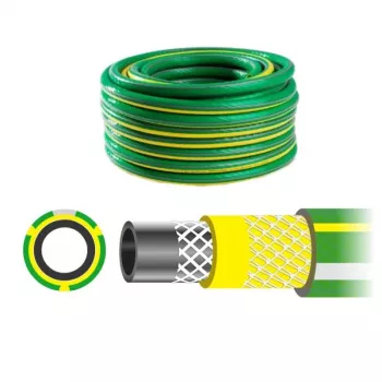 AWTOOLS AW70374 Dārza šļūtene 50m 1/2 collas Elastīgs PVC 3-slāņu ar poliestera krustpīto stiegrojumu